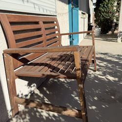 Bench with backrest, light brown stained