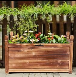 Sturdy Wooden Rectangular Planter Box Raised Garden Yard Patio Flower Vegetable Planter Bed Indoors