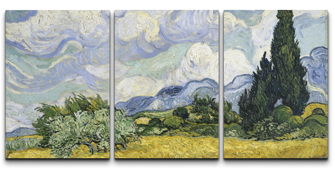 Canvas Wheat Field Vincent Van Gogh 24" x 36" x 3 Panels