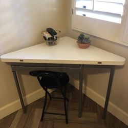 White IKEA Corner Desk Or Fold Out Table 
