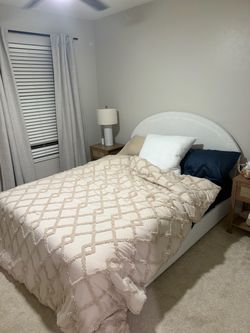 Upholstered Bed Frame with Arched Headboard