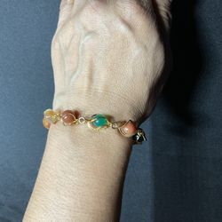 COLORFUL VINTAGE GLASS BEADS BRACELET