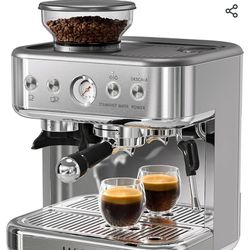 JASSY Espresso Machine 20 Bar Cappuccino Maker High Pressure Pump with Barista Coffee Grinder/Stainless Steel Milk Frother ,58mm Portafilter