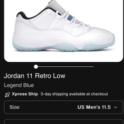 Jordan 11 retro low Legend blue 11.5