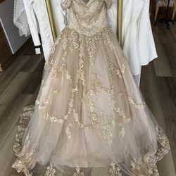Champagne Quinceanera Dress Size 4, New