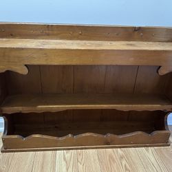 Vintage Rustic Country Pine Three Tiered Shelf