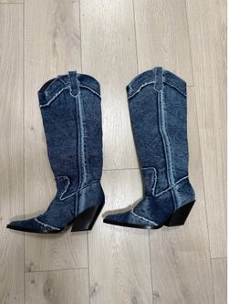Size Eu 40 Zara Cowboy Denim Boots