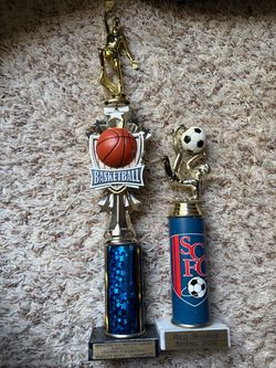 Basketball and Soccer Sports Trophies – Set of 2