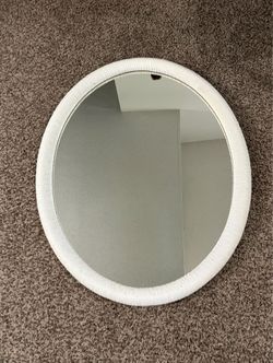 24” Oval  White Rope Wrapped Wall Mirror – Coastal, Farmhouse, Boho Decor