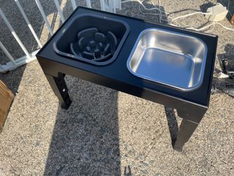 Elevated dog bowl slow feeder and stainless steel
