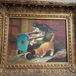 Cats oil painting