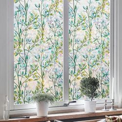 NINETREX Leaf Stained Glass Window Film Cling