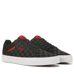 Black and red checkered Vans