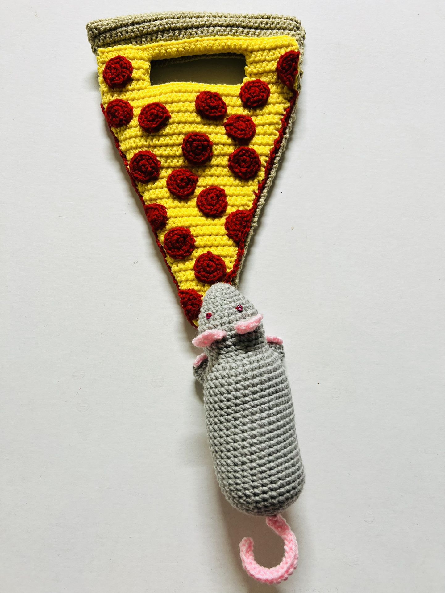 PIZZA Rat New York NYC KnottedNeon Handmade Crochet Clutch Purse bag Wristlet