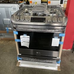 New LG ThinQ 5 Burner Gas Slide In Stove 30” Wide