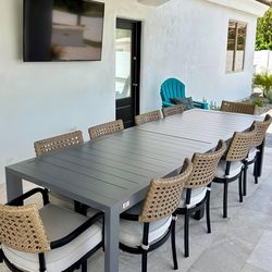 New PURPLE LEAF Patio Dining Table for 10, All Aluminum Frame Height Adjustable Lightweight design moves easily, Adjustable feet level uneven surfaces