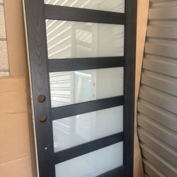 Therma tru door exterior slab left hand in swing exterior Black color, interior tan