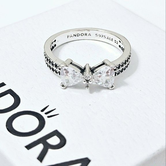 Silver bow diamond women's engagement ring