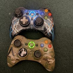 2 Xbox 360 HALO 4 edition CAMO BLUE wireless controller 