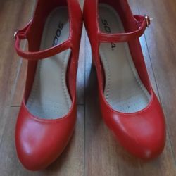 Red High Heels Mary Jane's Style Size 7