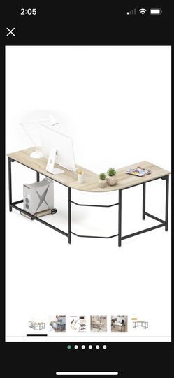(B39) Modern L-Shaped Desk Corner Computer Desk Home Office Study Workstation Wood & Steel PC Laptop Gaming Table  Long Side (right): 57.87''(L) x 18.