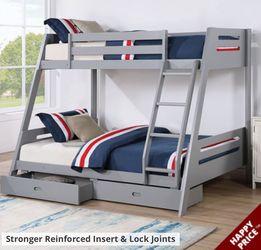 Literas. Cameron. Full/Twin Bunk Beds w/Mattresses
