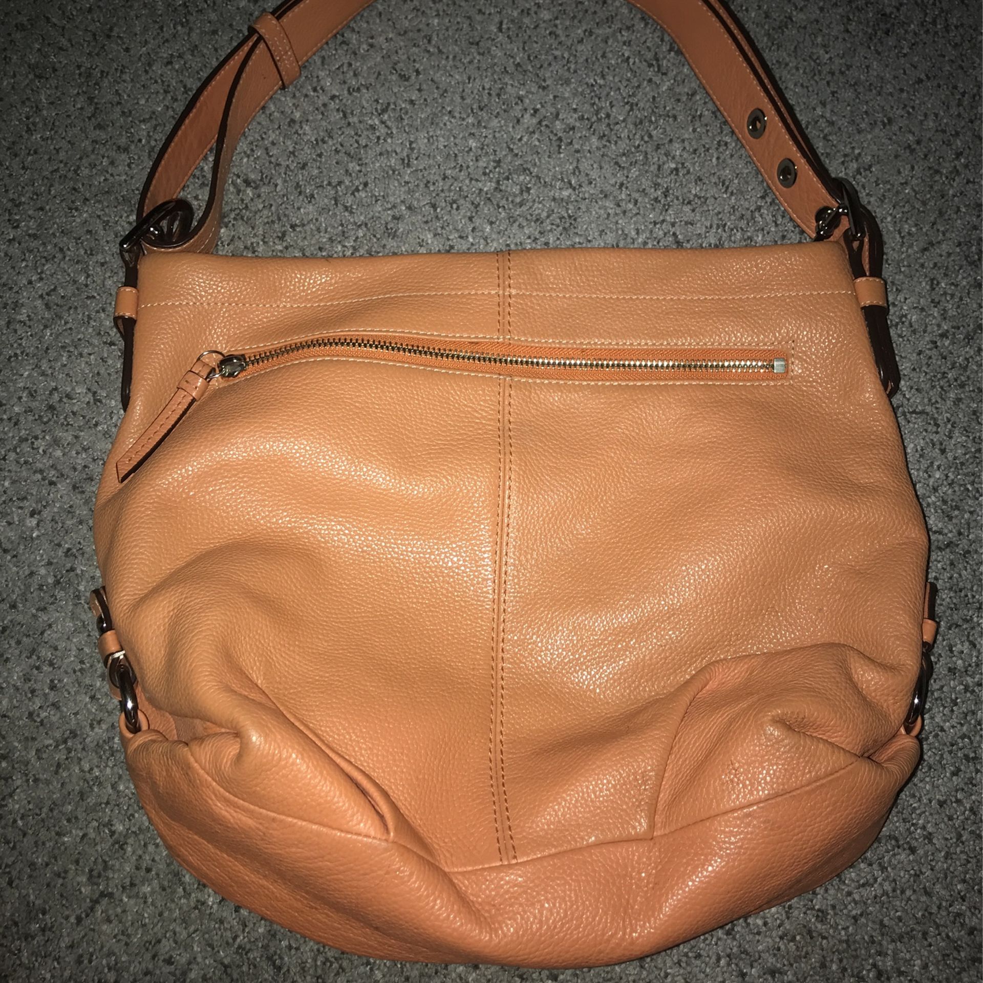 Vintage Pebbled Leather Butterscotch Color Purse / Heavy Bag