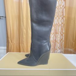 MICHAEL Michael Kors Womens Isra Leather Wedge Knee-High Boots Shoes W Sz 7M