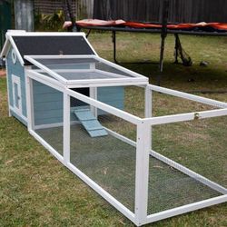 Garden Window Wooden Chicken Coop Rabbit Hutch Cage with Run and Nesting Box