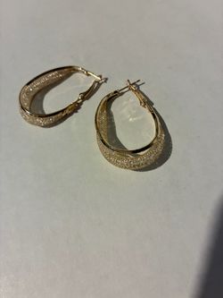 Gold Tone Textured Hoop Earrings