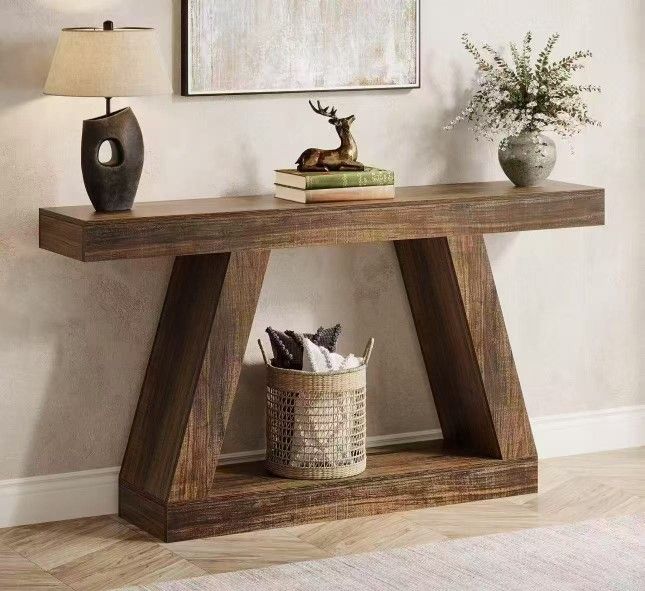 NY250/HL0291 Farmhouse Console Table, 55" Sofa Table with Storage