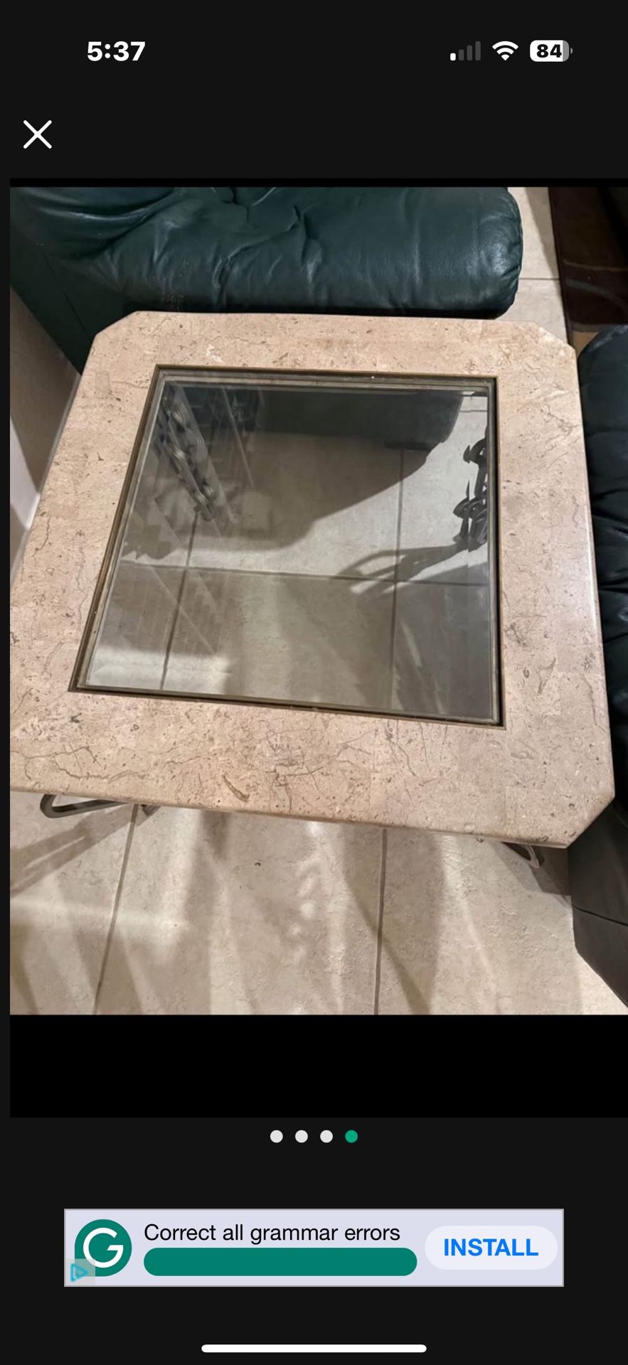 Glass Coffee Table With Marble On The Side