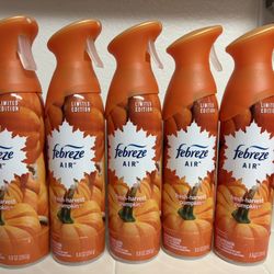Five Febreze Air Spray 8.8 oz Fresh Harvest Pumpkin Limited Edition Lot 
