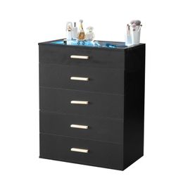 Glass top 5 drawer cabinet dresser