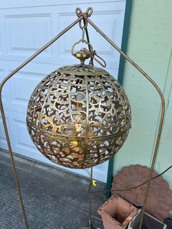 Brass Filigree Globe Pendant Light