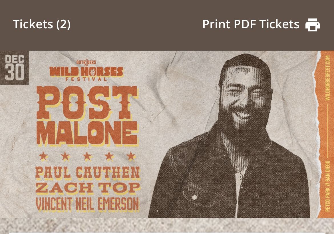 Sold Out Post Malone Wild Horses Tickets 