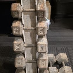 Hex (Cap) Iron Dumbbells Free Weights With Rack
