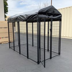 (NEW) $290 Large Heavy Duty Kennel with Cover (8 x 4 x 6 FT) Dog Cage Crate Pet Playpen