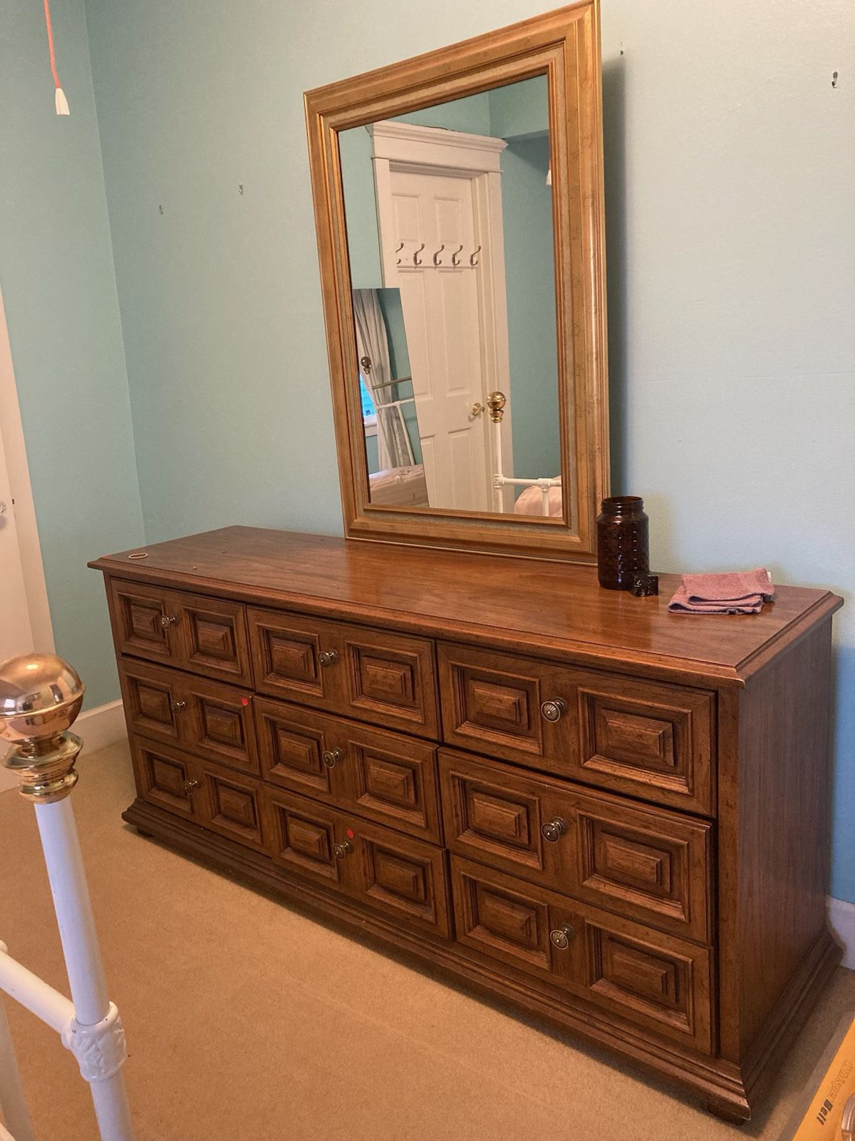 RESERVED/Pending (Kate): Wood Bedroom Dresser W/ Mirror