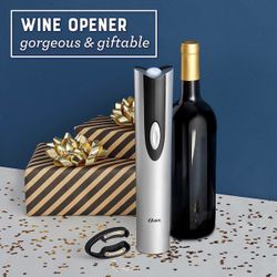 BRAND NEW IN BOX Oster Electric Wine Opener and Foil Cutter Kit with CorkScrew and Charging Base, Silver 