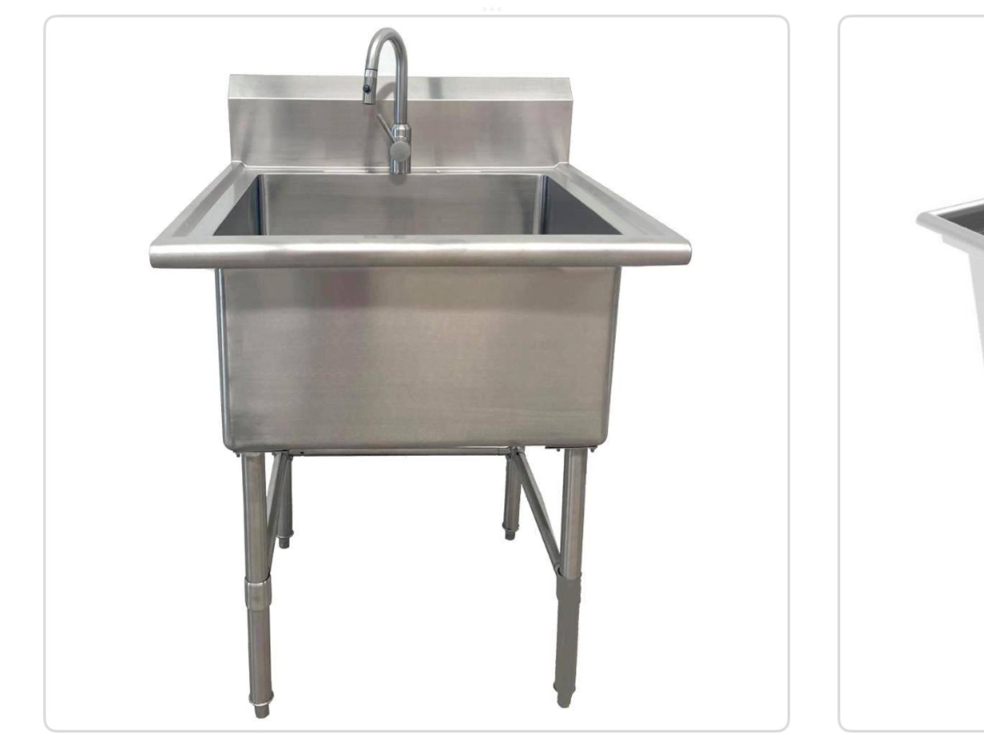 Glacier Bay 30 in. Stainless Steel 1 Compartment Wall Mount Commercial Utility Kitchen Sink with Faucet Store SKU# 1006-597-196