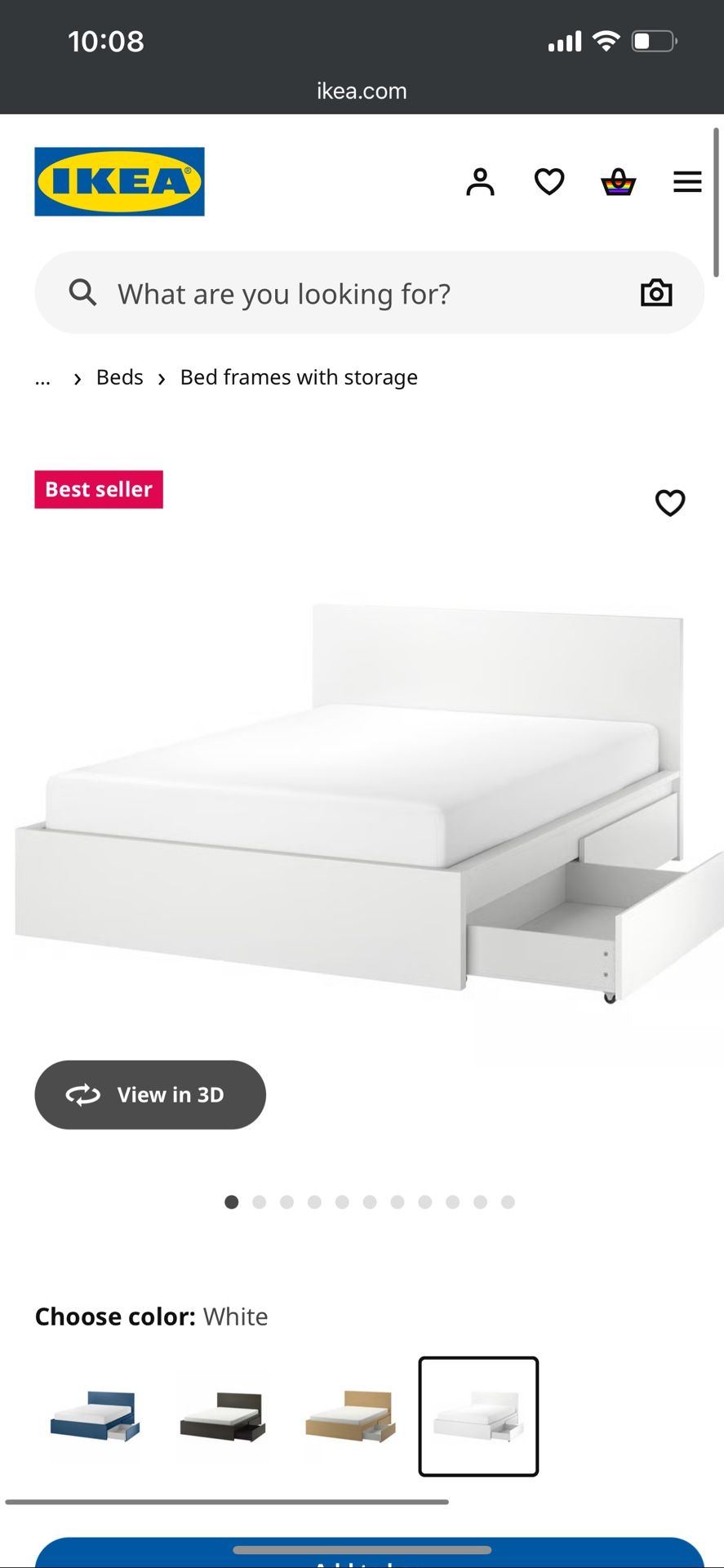 IKEA MALM - Gray Queen Bed Frame with Storage