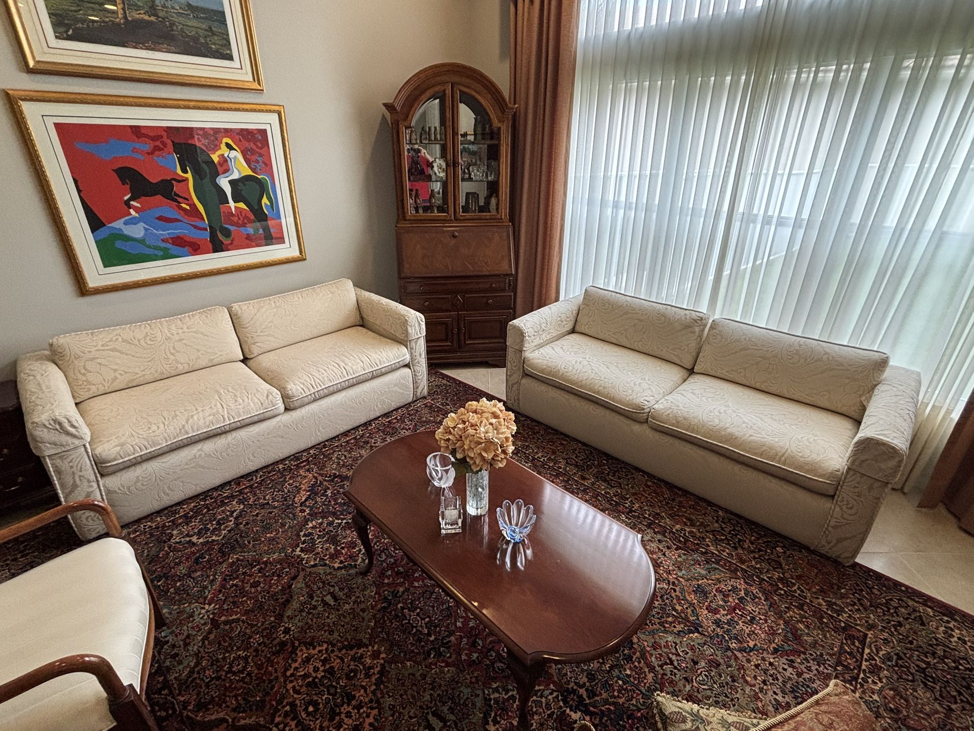 2 Sofas Ivory Color Upholstery