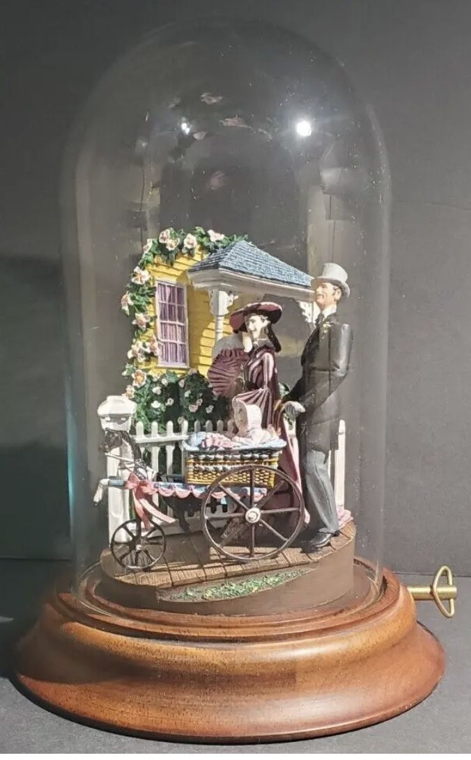 Rare "Gone with the Wind Bonnie Blue's Promenade Figure & Glass Dome Music Box"