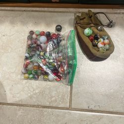 Vintage Marvels With Vintage Leather Marble Bag. $55 Take All.