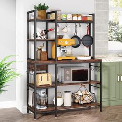 NEW Bakers Rack with Storage for Kitchen 43 Inch Wide Large Racks Shelves, 5-Tier