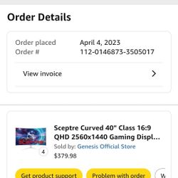 I WILL NOT RESPOND TO IS THIS STILL AVAILABLE!!     SCEPTURE 40" curved QHD, 16:9, 2560x1440  165HZ, 