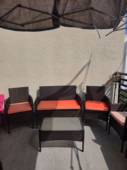 Furniture outdoor  2 seat  i sofa  1 table.