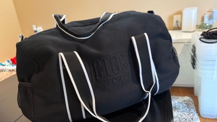 Victoria’s Secret Sport Black Duffel Gym Bag – 16” x 10” x 9” – Lightweight & Durable