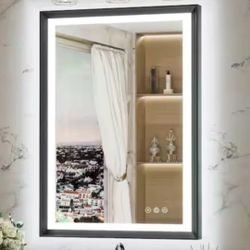 24 in. W x 36 in. H Rectangular Aluminum Framed with 3 Colors Dimmable LED Anti-Fog Wall Mount Bathroom Vanity Mirror